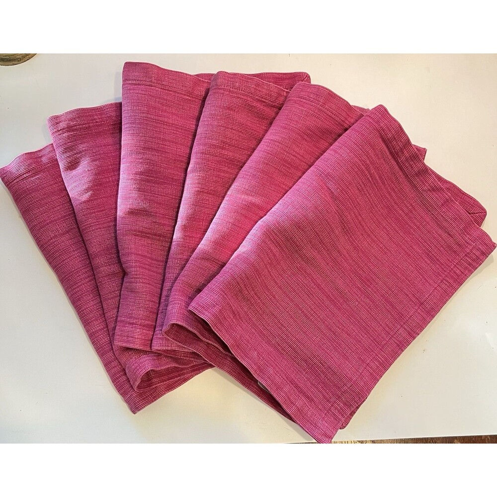 Crate & Barrel Lamont Placemat Raspberry Placemat Cotton Set of 6 18x12